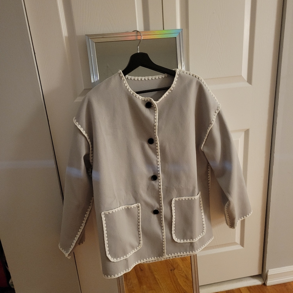 Grey Jacket with Matching Scarf